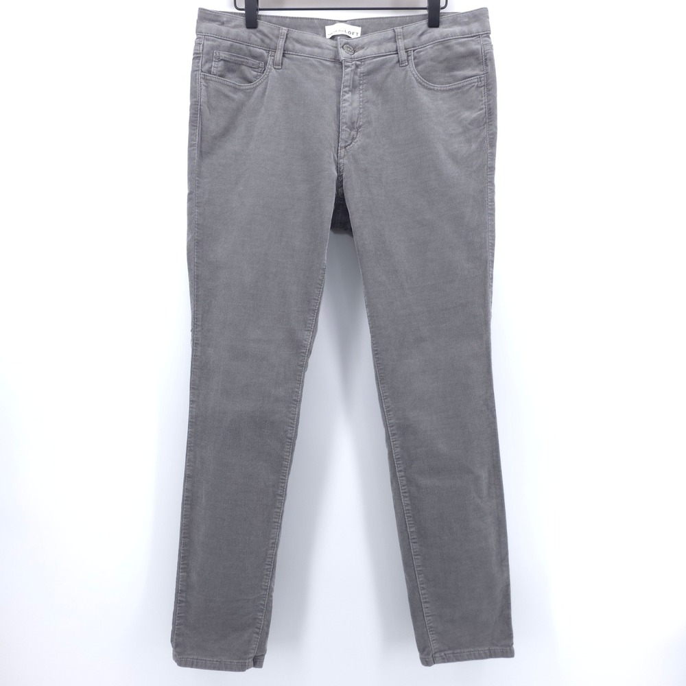 LOFT Womens Corduroy Pants Curvy Skinny 8 29 Grey Fine Wale‎ Stretch Casual Chic
